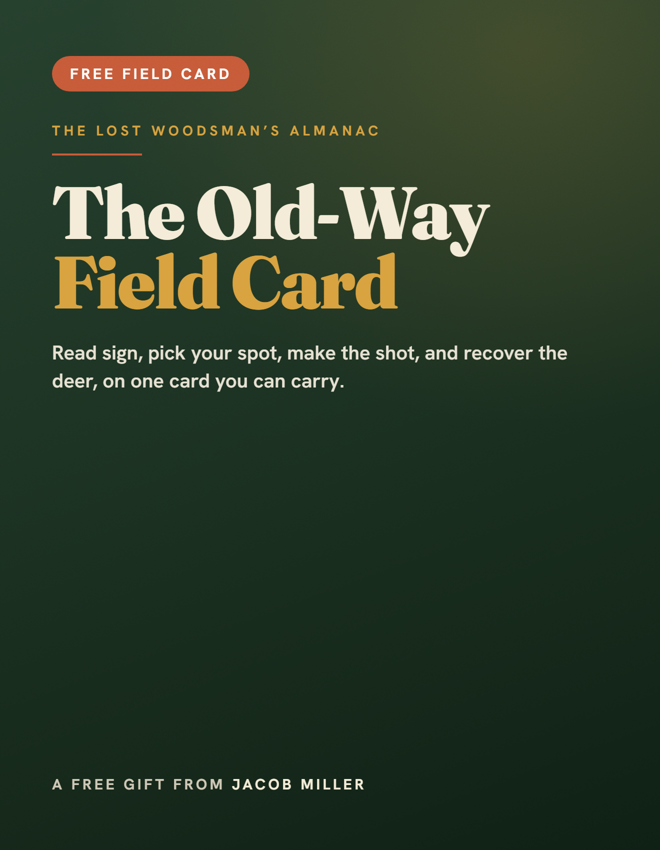 The Old-Way Field Card, free printable quick-reference